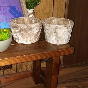 Birch bucket lined planters